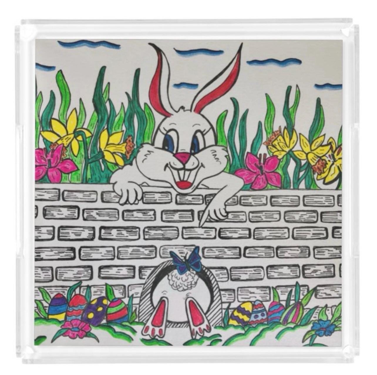 Funny Bunny Acrylic Serving Tray