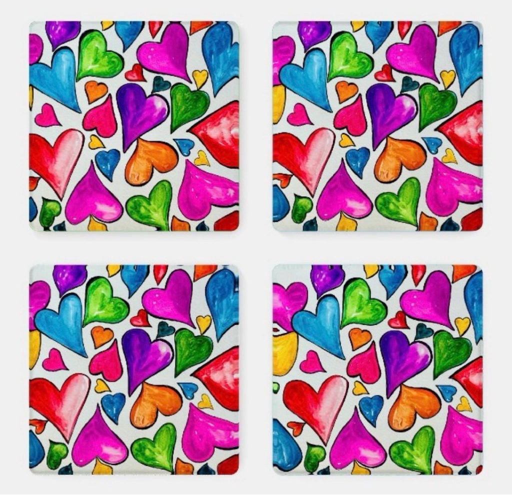 Floating Hearts Acrylic Coaster Set