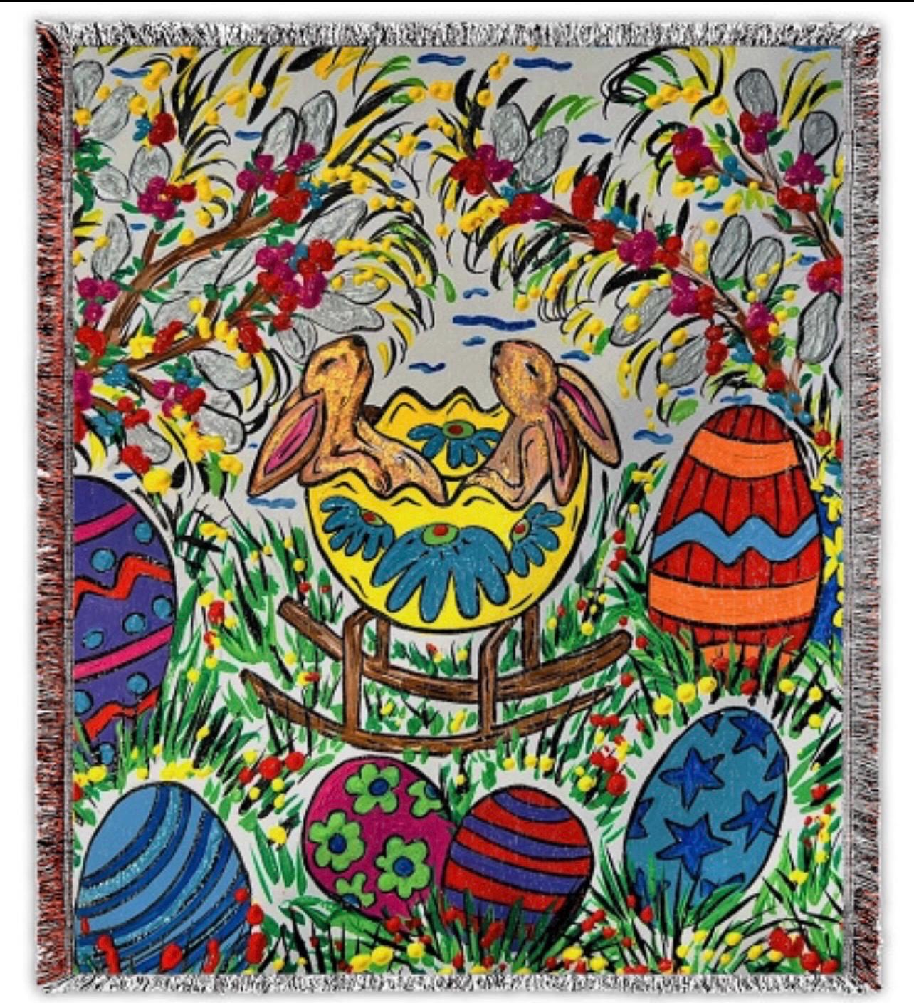 Baskin Bunnies Woven Throw Blanket