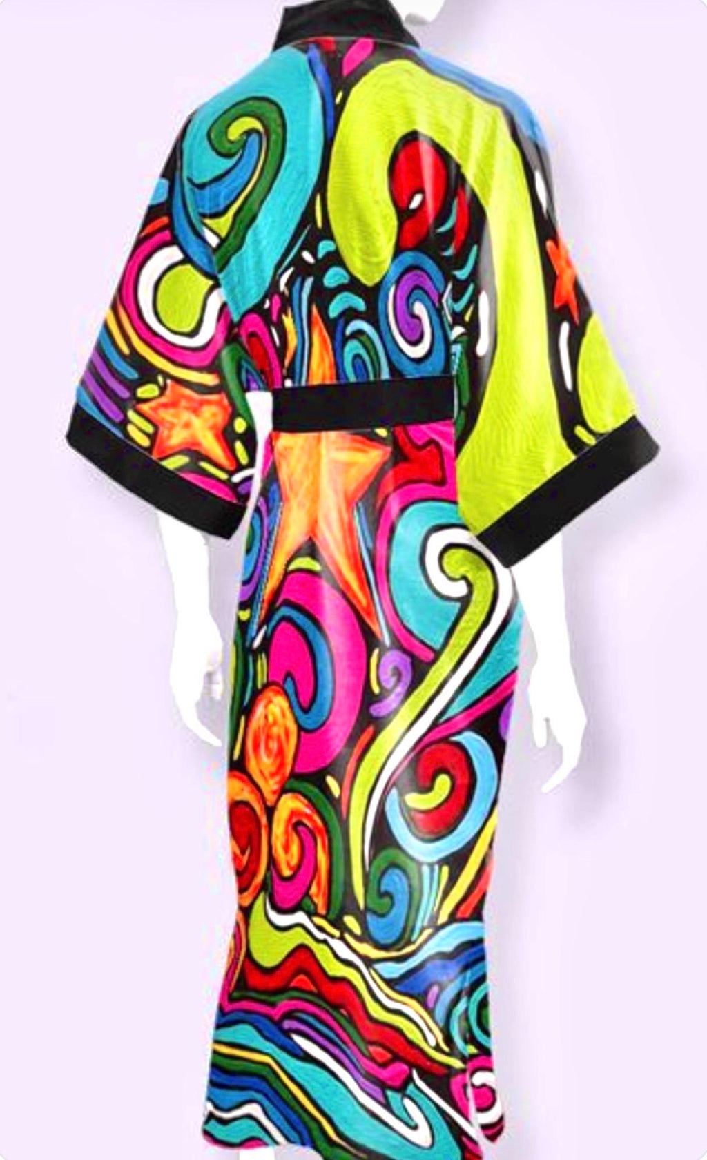 Moon Waves Satin Kimono Robe
