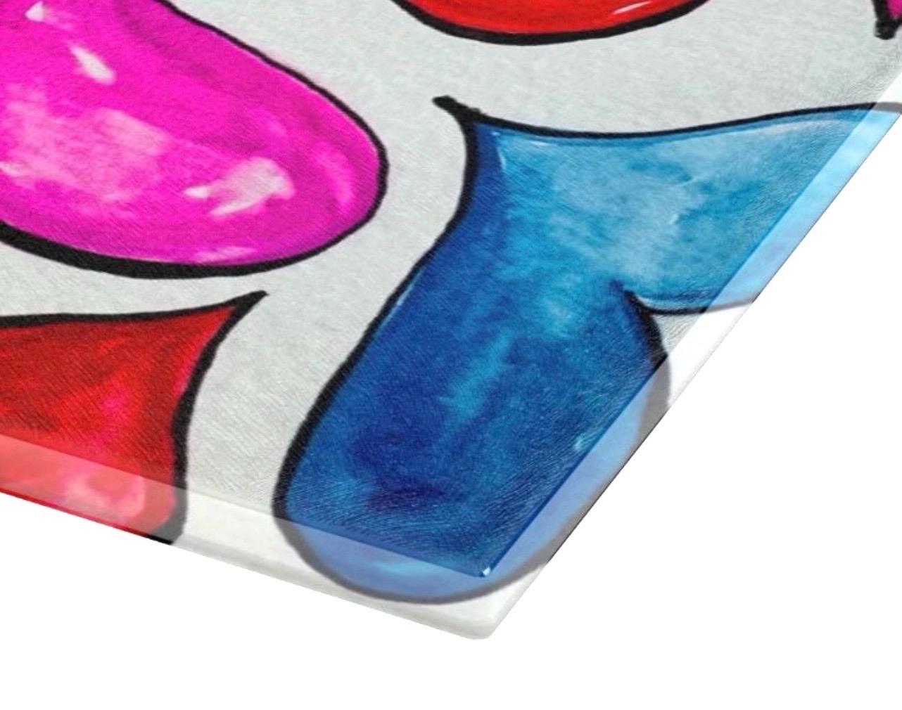 Floating Hearts Glass Cutting Board