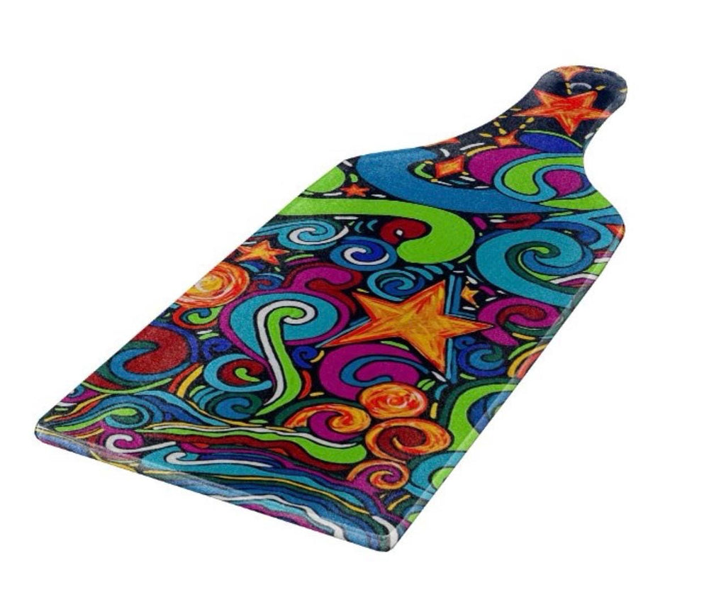 Moon Waves Glass Paddle Cutting Board
