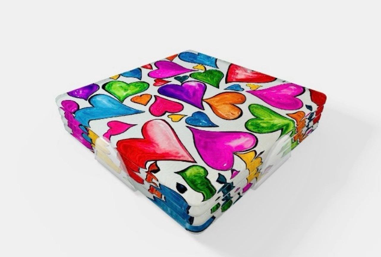 Floating Hearts Acrylic Coaster Set