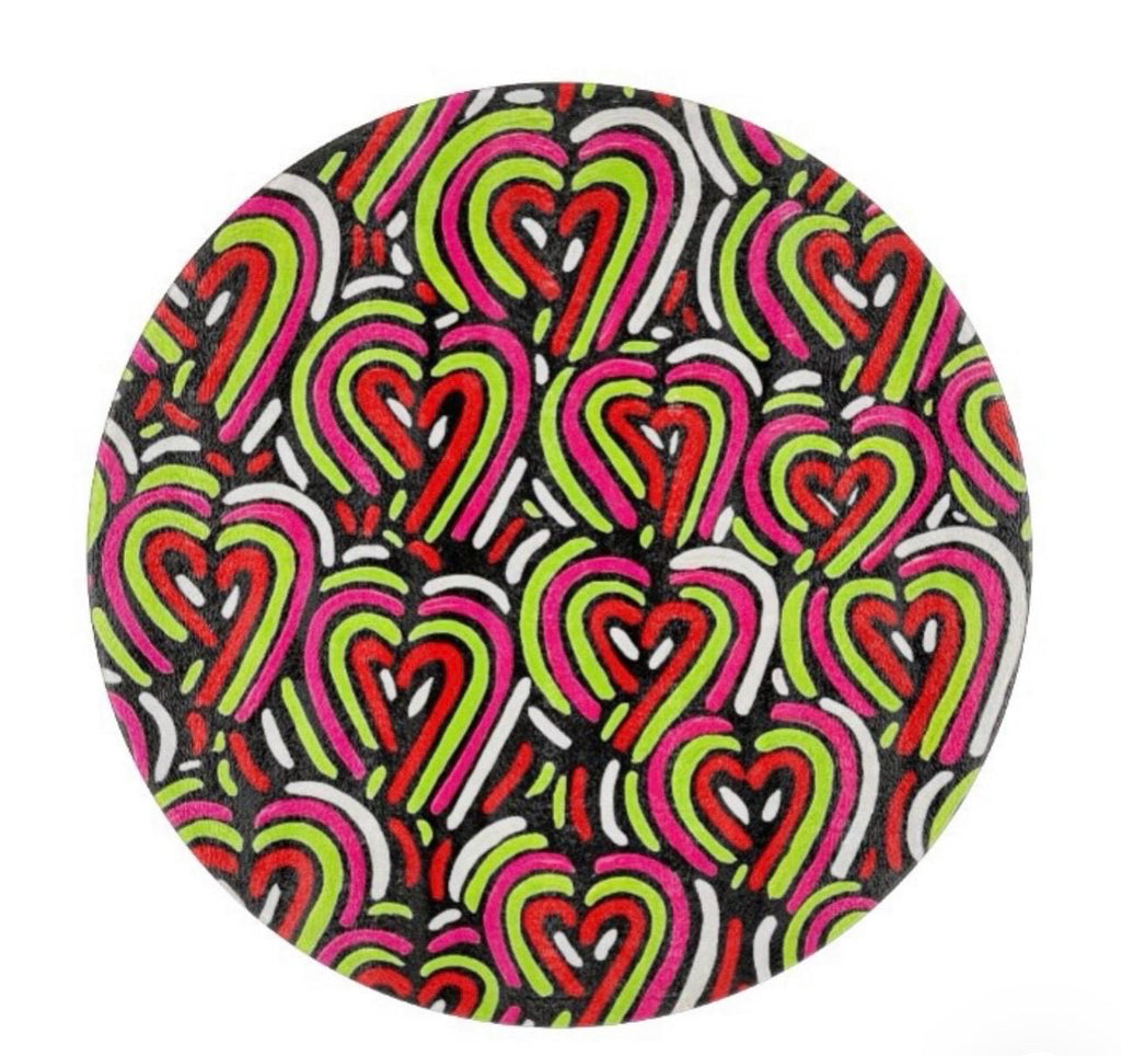 Triple Hearts Glass Cutting Board