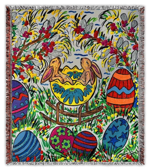 Baskin Bunnies Woven Throw Blanket