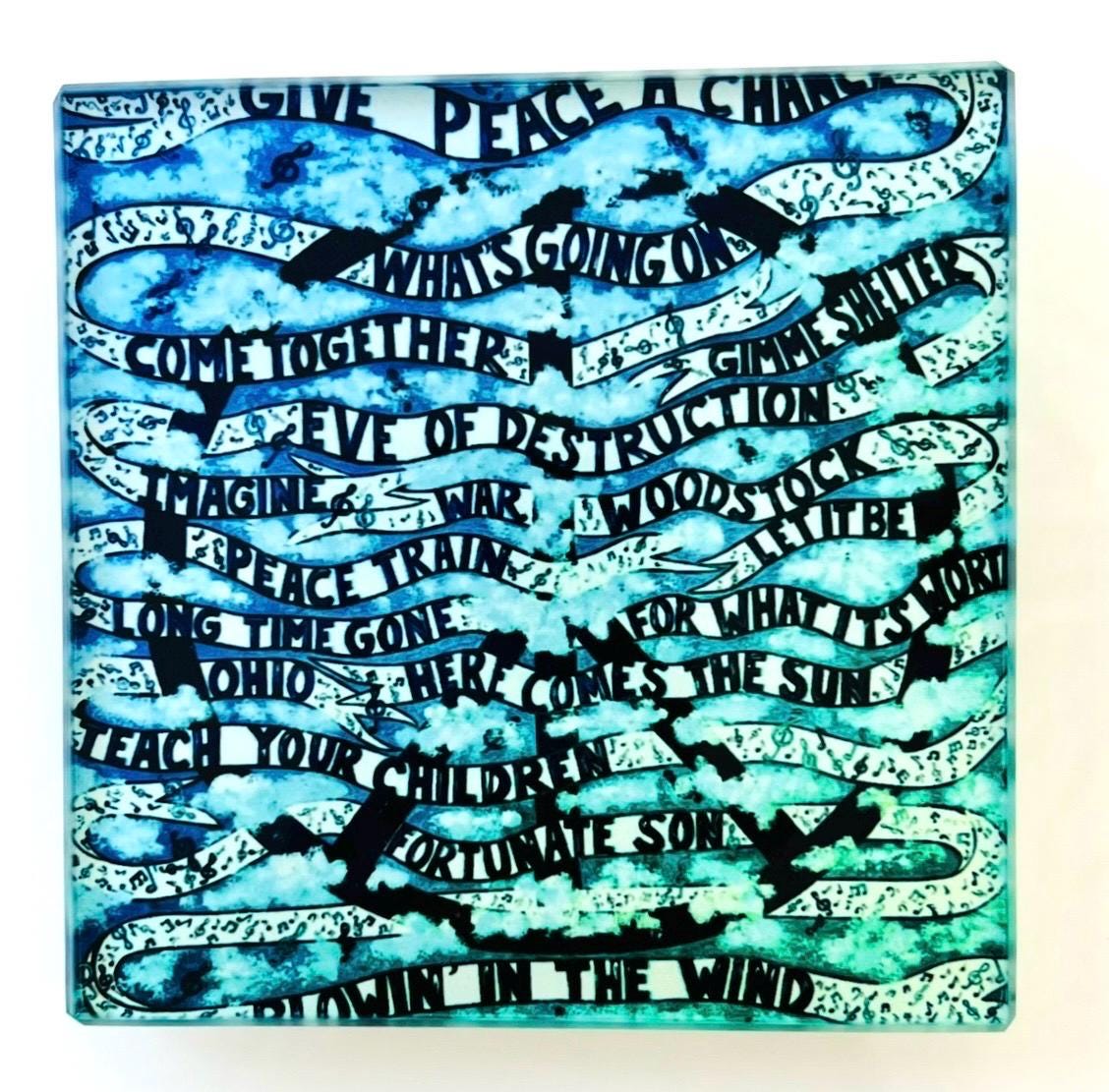 Give Peace a Chance Glass Coasters Set
