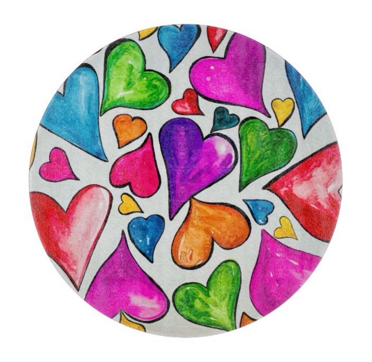 Floating Hearts Glass Cutting Board