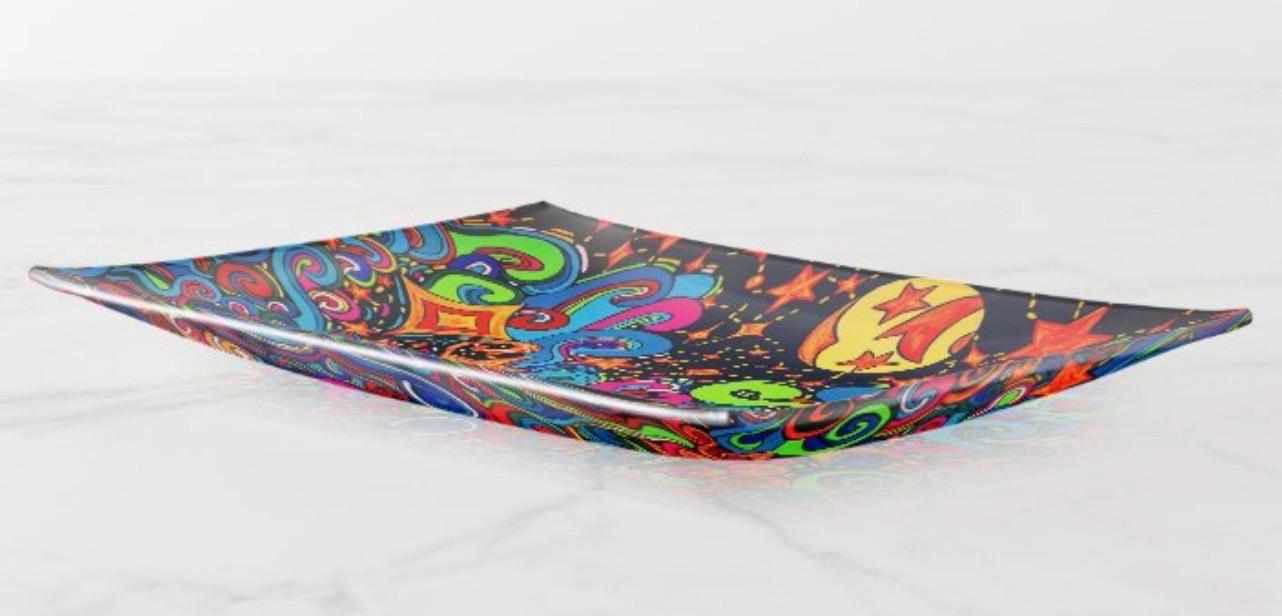 Moon Waves Glass Trinket Tray