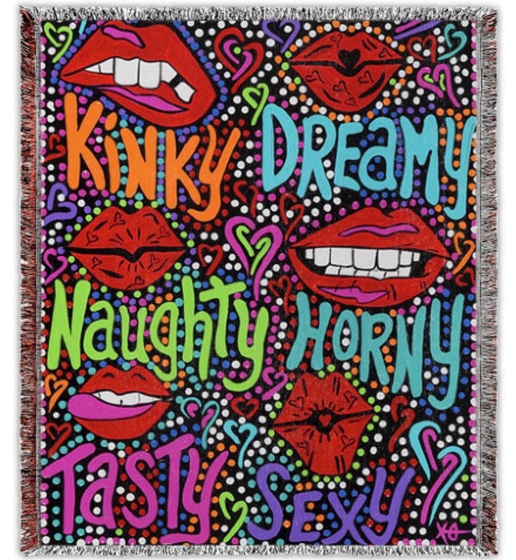 Read My Lips Woven Throw Blanket