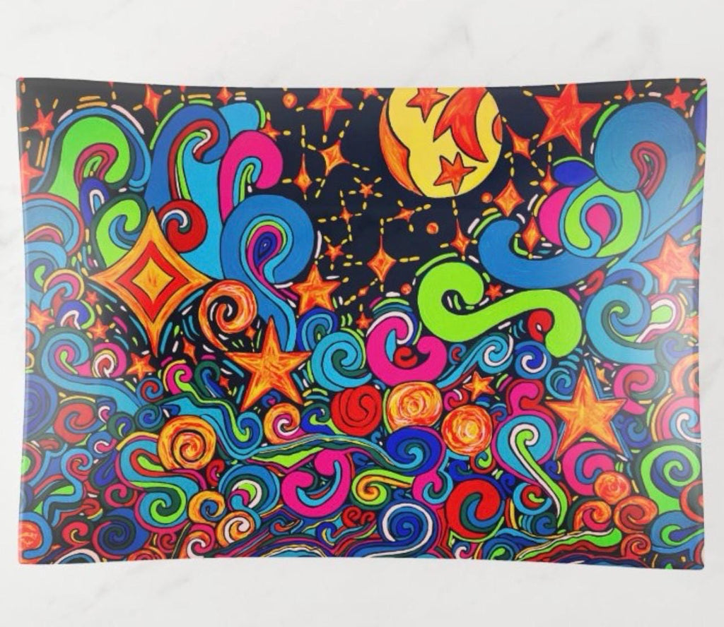 Moon Waves Glass Trinket Tray