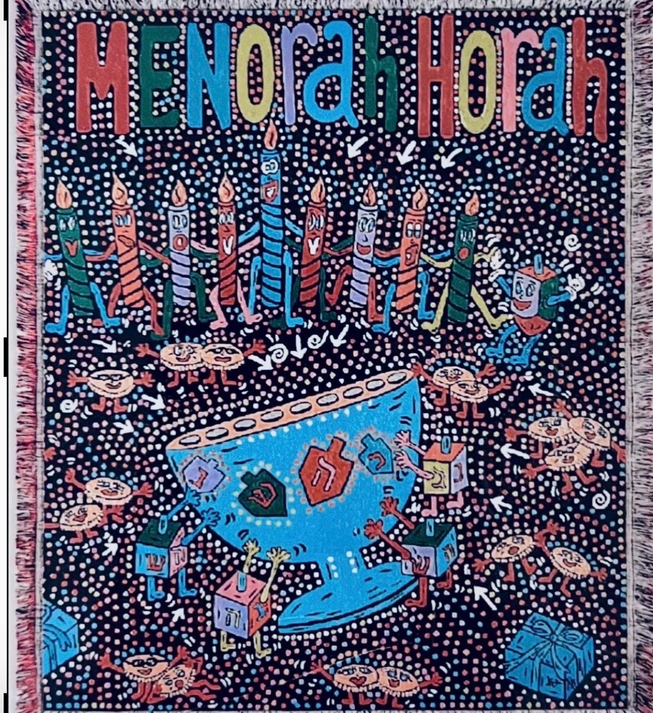 The Menorah Horah Woven Throw Blanket