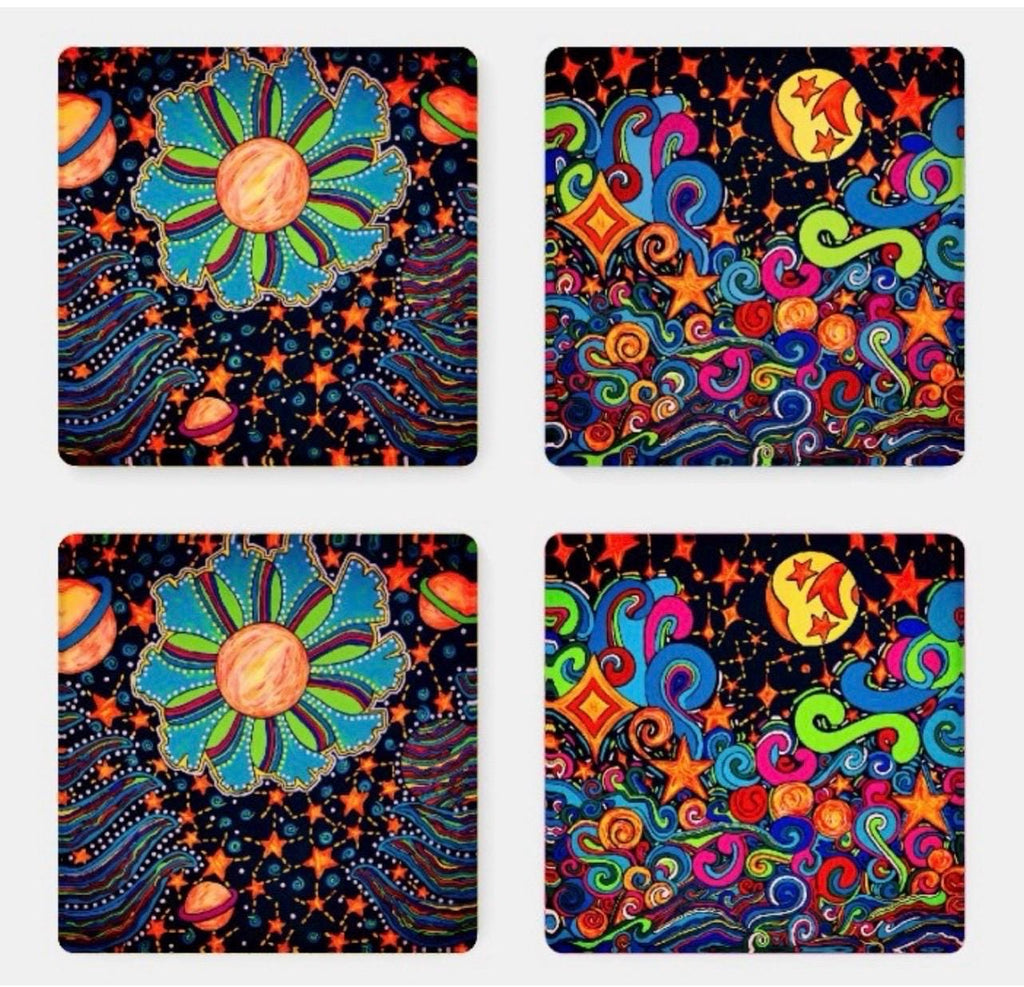Moon Waves Acrylic Coaster Set