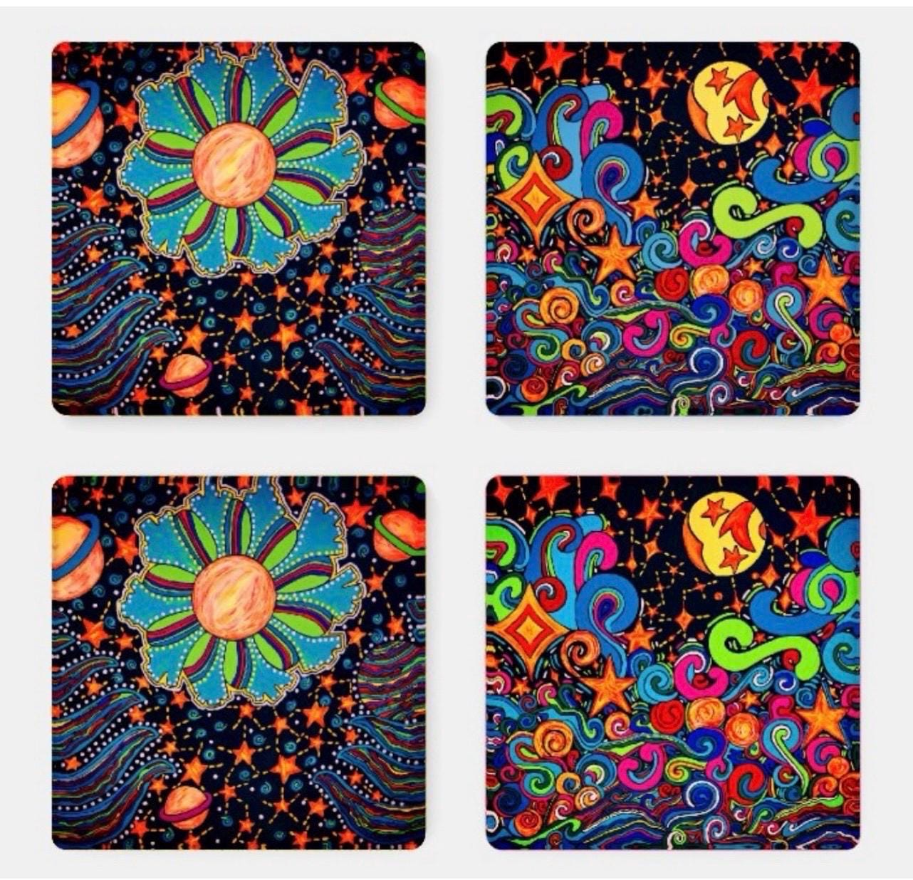 Moon Waves Acrylic Coaster Set