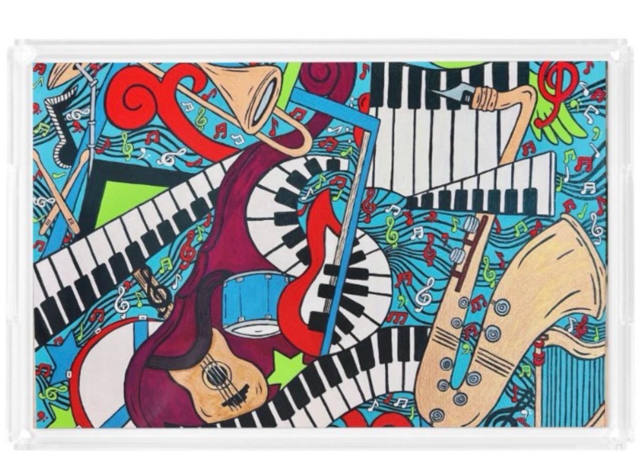 Music Montage Acrylic Serving Tray