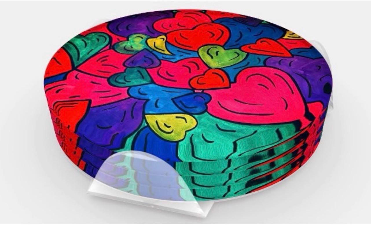 Colliding Hearts Acrylic Coaster Set