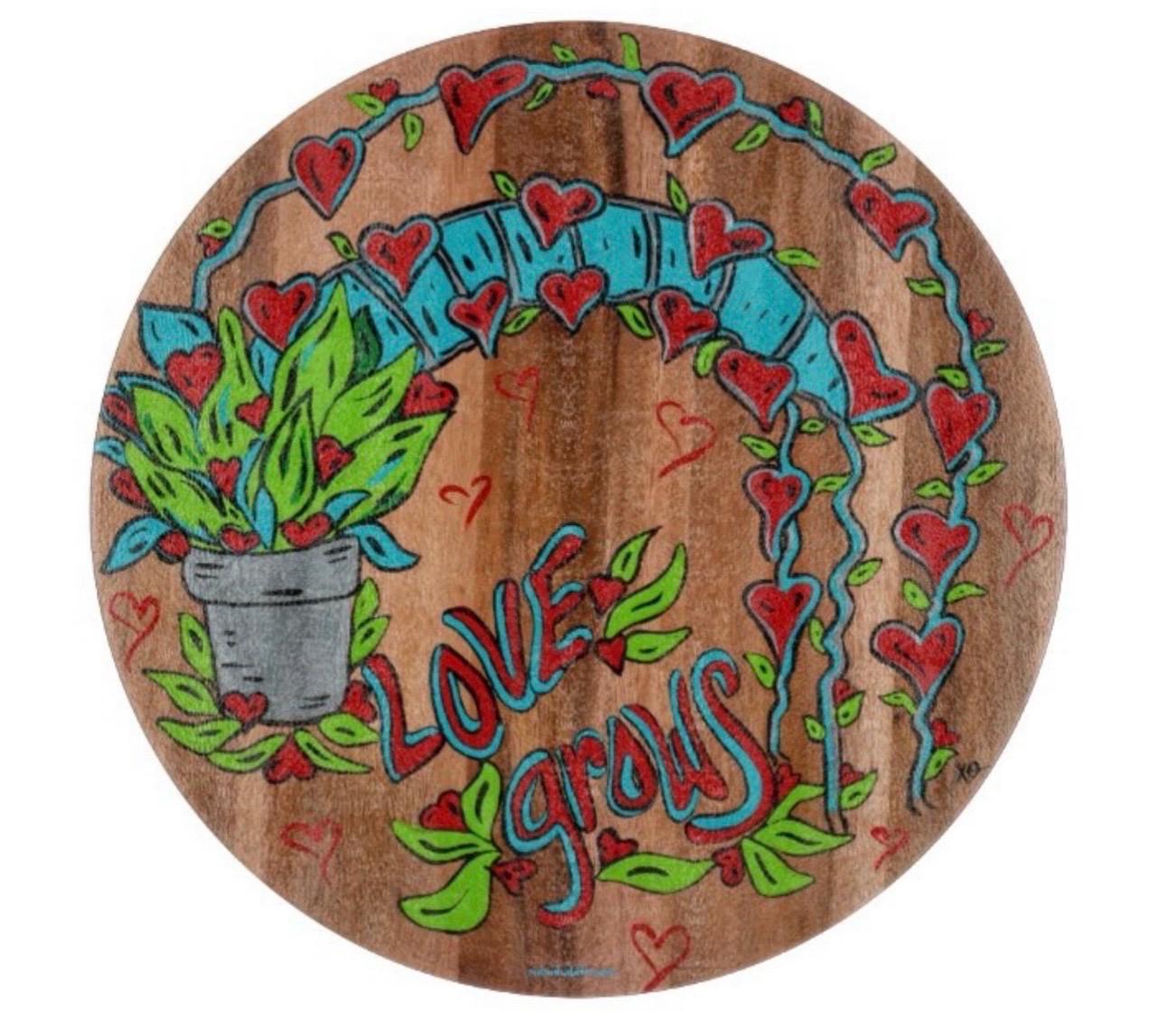 Love Grows Glass Cutting Board