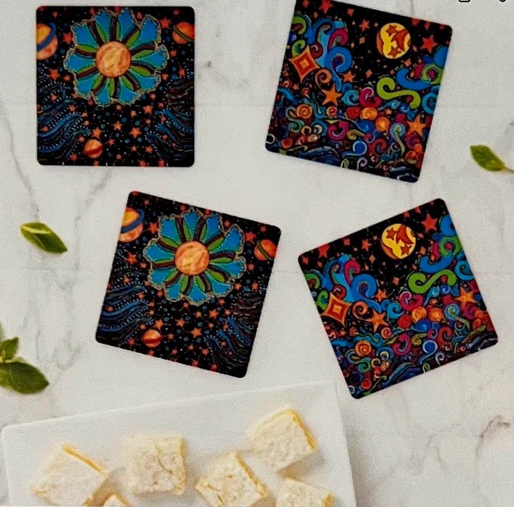 Moon Waves Acrylic Coaster Set