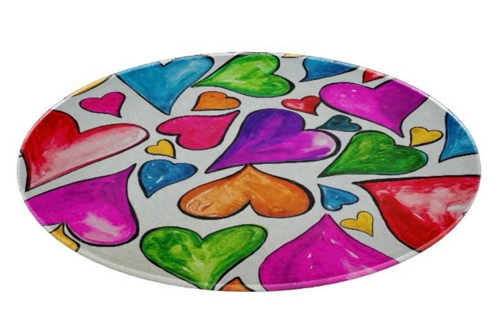 Floating Hearts Glass Cutting Board