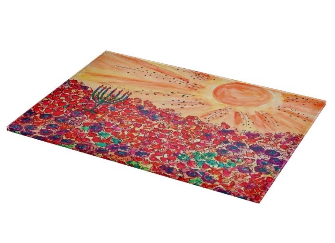 Sunset and Candlelight Glass Cutting Board