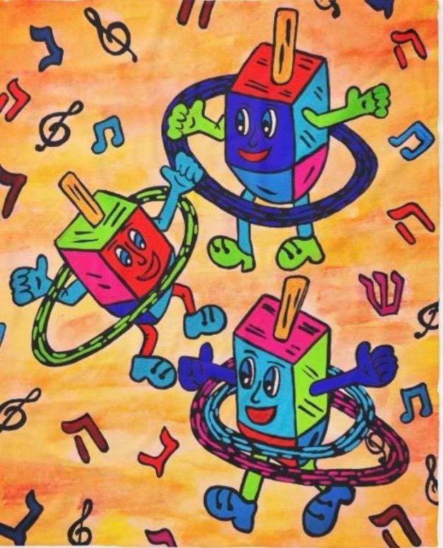 Hoopin Dreidels Fleece Throw Blanket