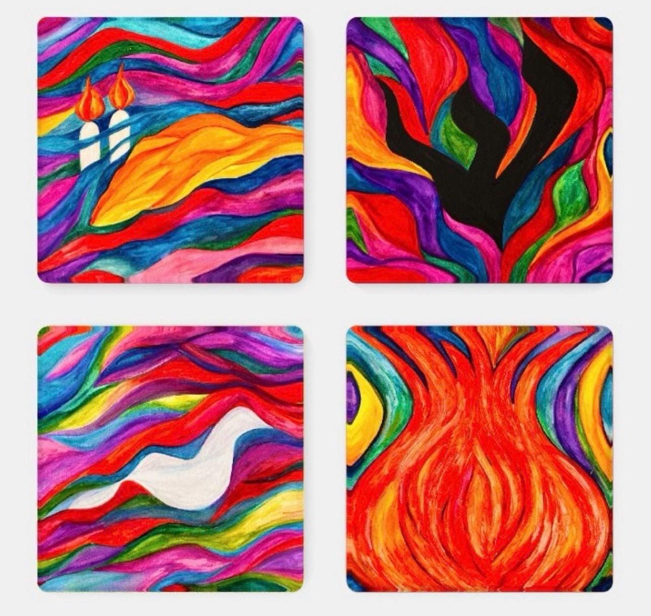 L’Chaim Acrylic Coaster Set