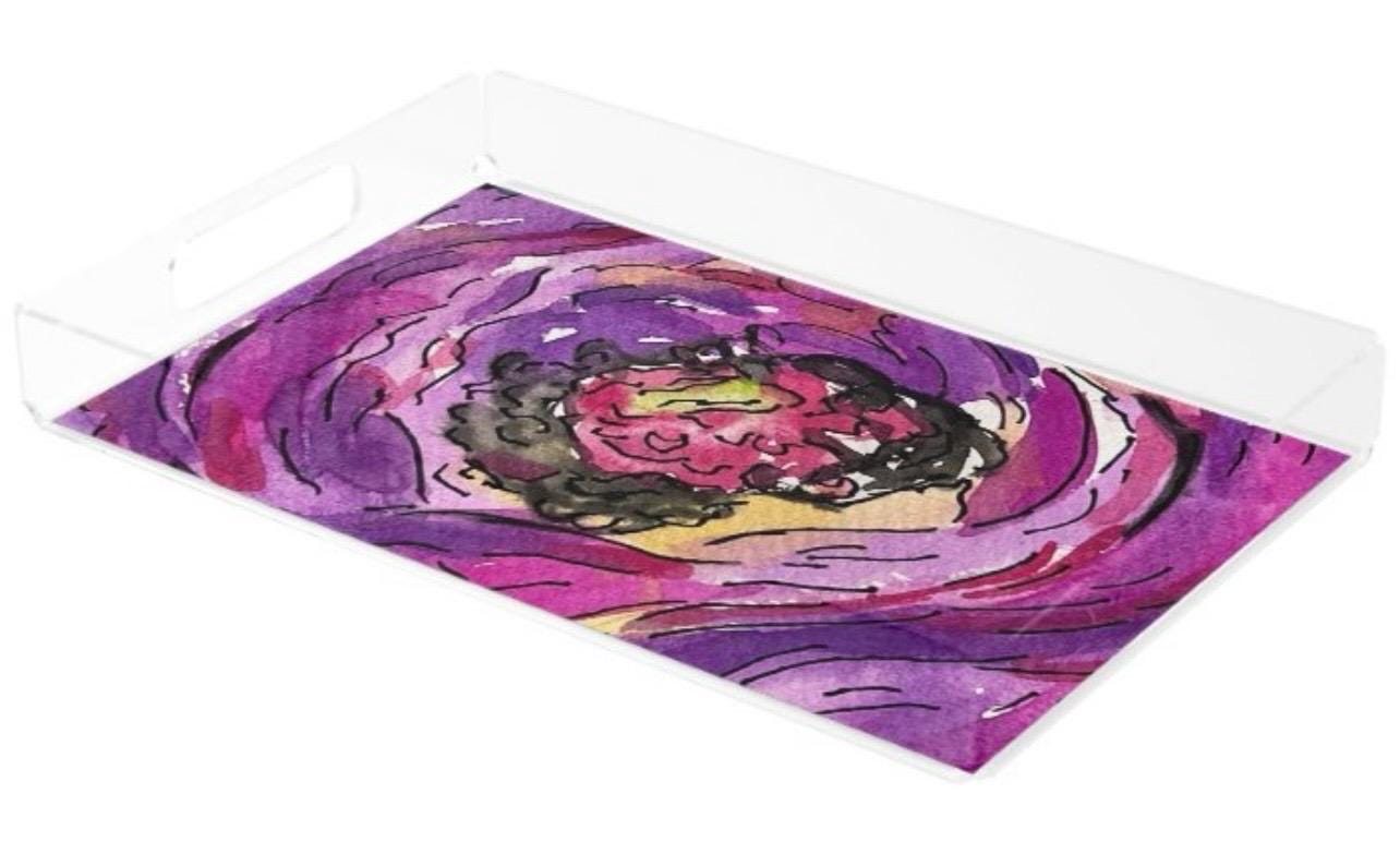 Flower Me, Shower Me Acrylic Serving Tray