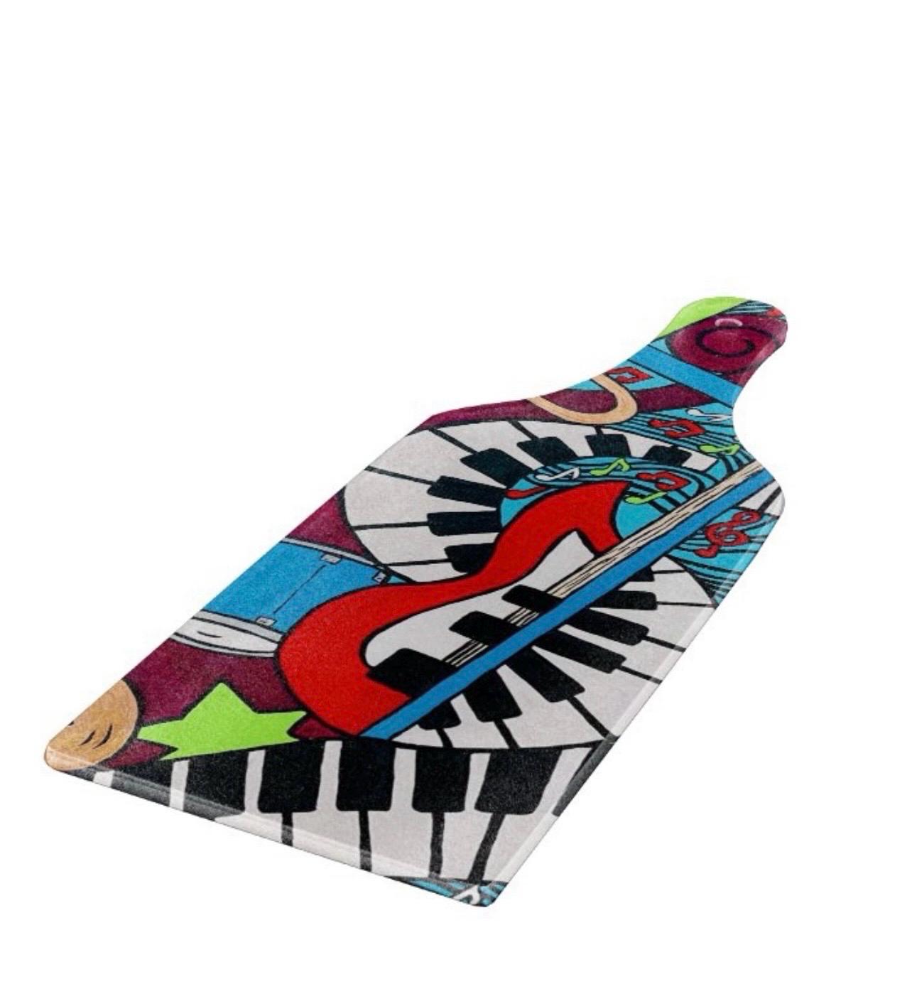 Music Montage Glass Paddle Cutting Board
