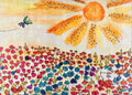 Sunrise and Butterflies Glass Cutting Board