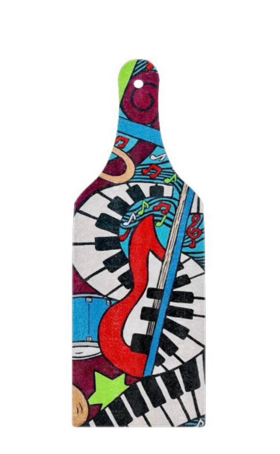 Music Montage Glass Paddle Cutting Board