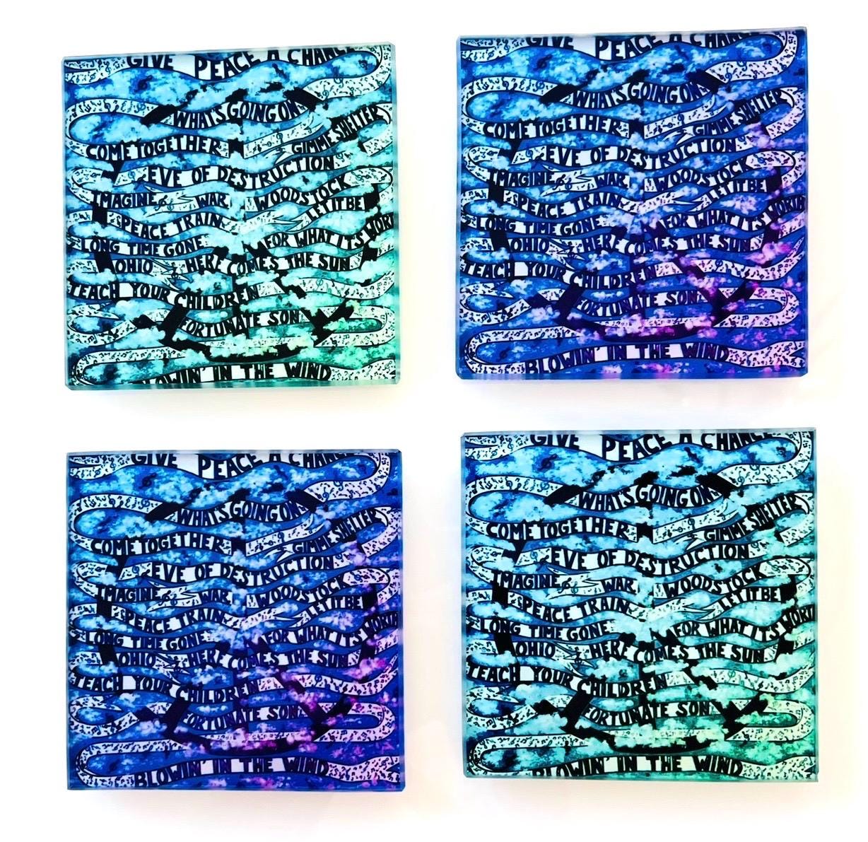 Give Peace a Chance Glass Coasters Set