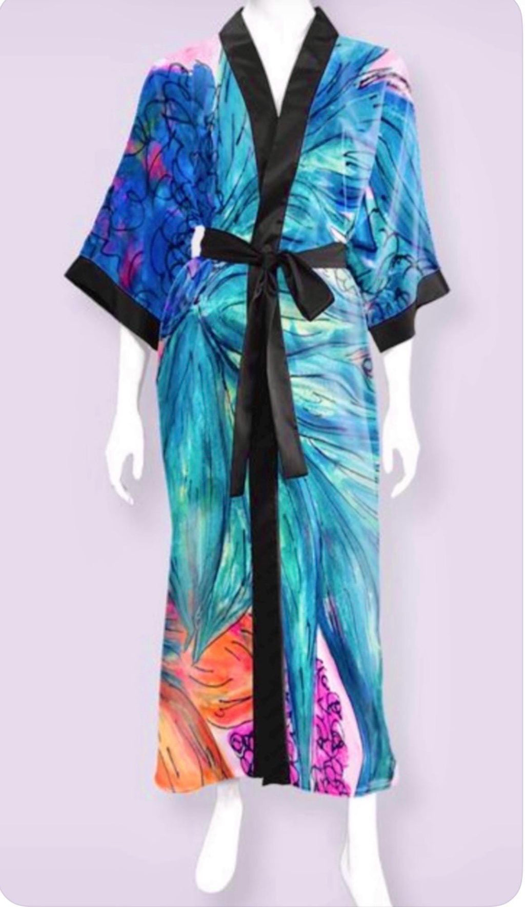 Bouquet Satin Kimono Robe-OS
