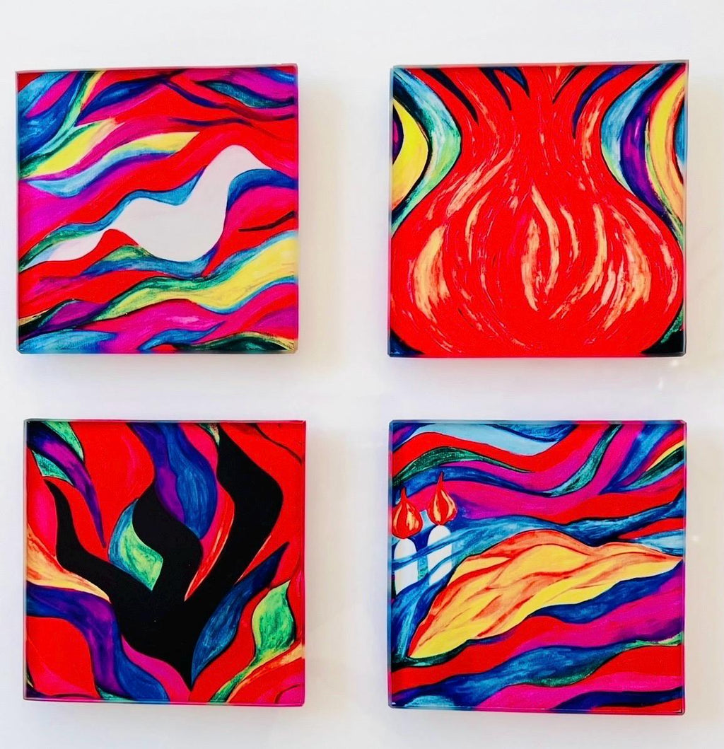 L’Chaim Glass Coaster Set