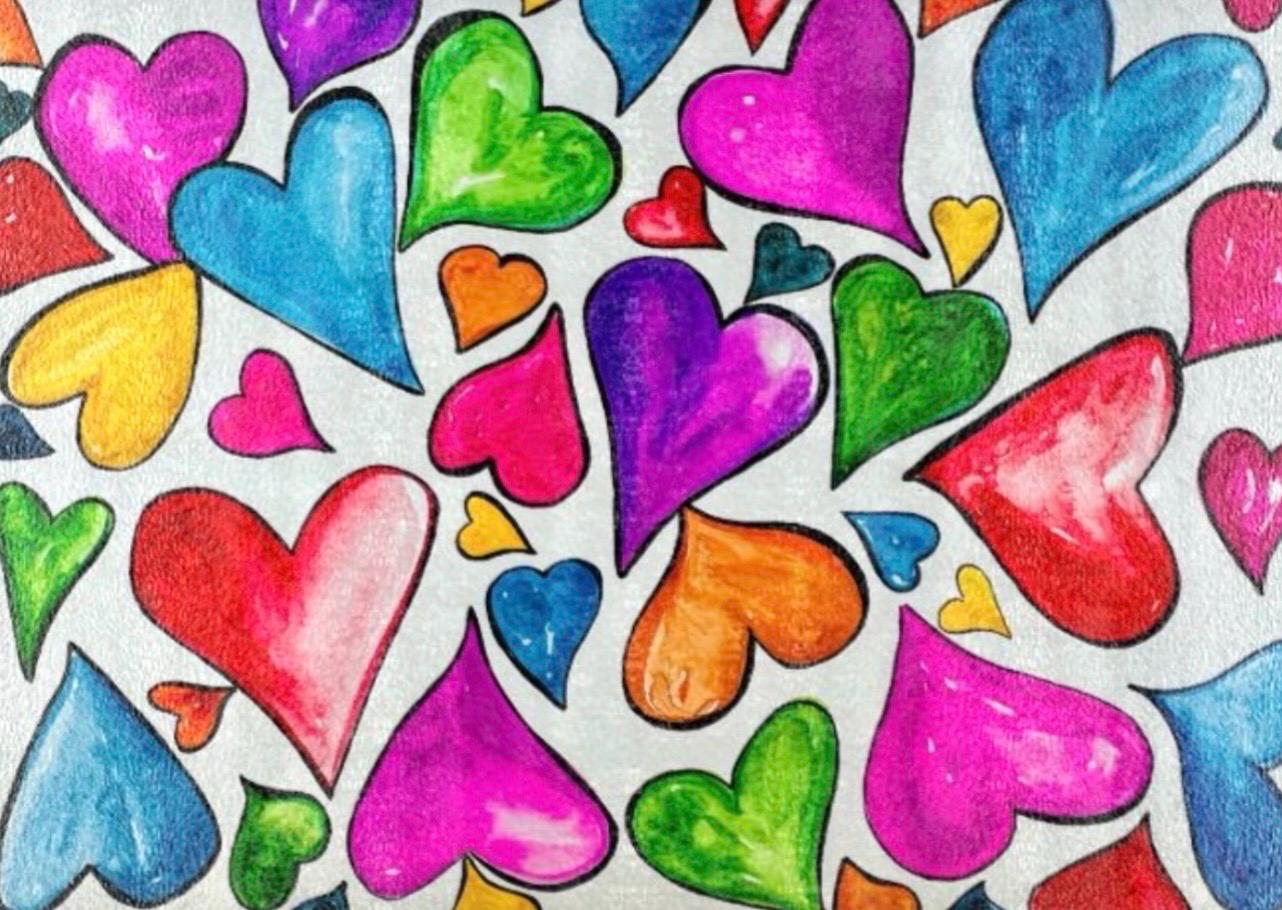 Floating Hearts Glass Cutting Board