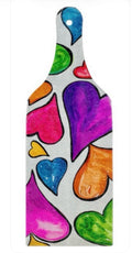 Floating Hearts Glass Paddle Cutting Board
