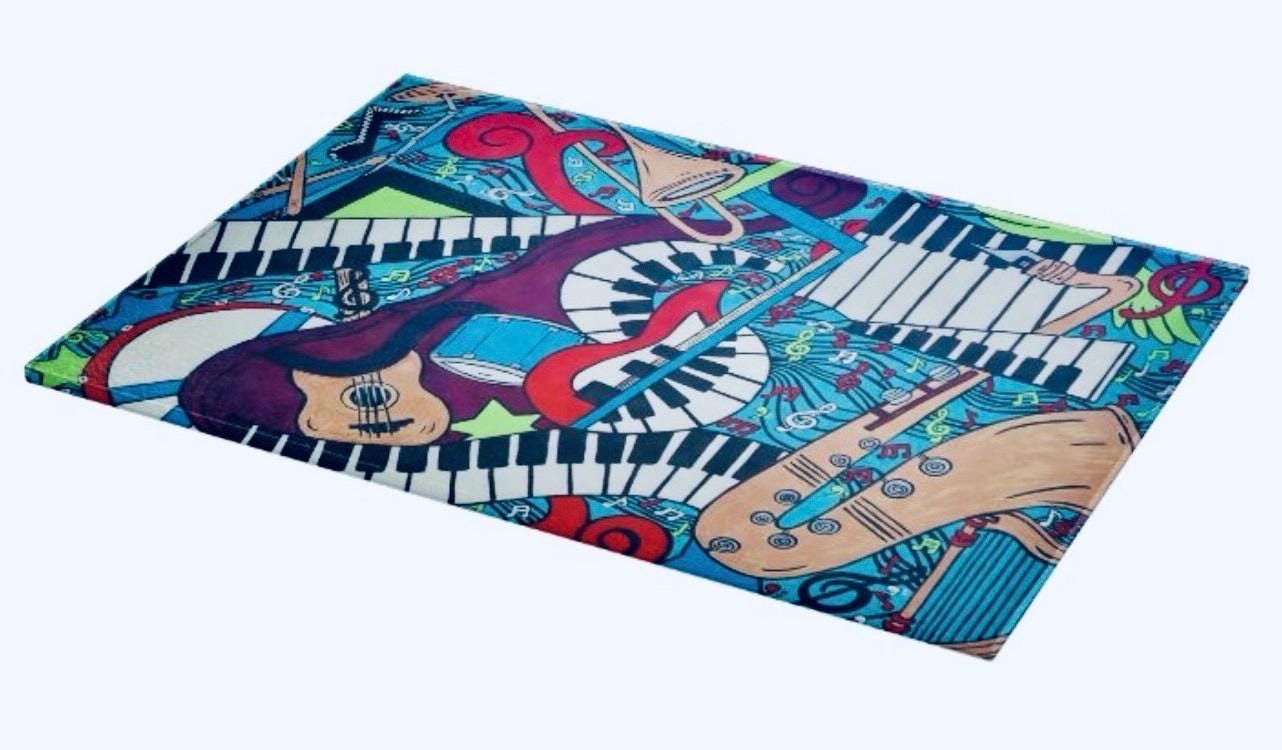 Music Montage Glass Cutting Board