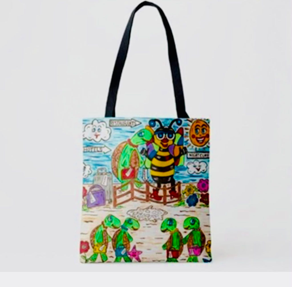 BACHUKI and Murtle the Turtle Cotton Shoulder Shopping Bag