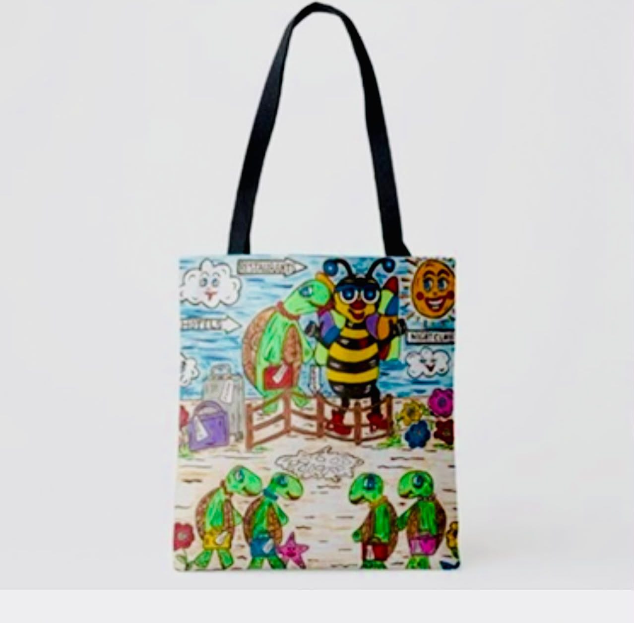 BACHUKI and Murtle the Turtle Cotton Shoulder Shopping Bag