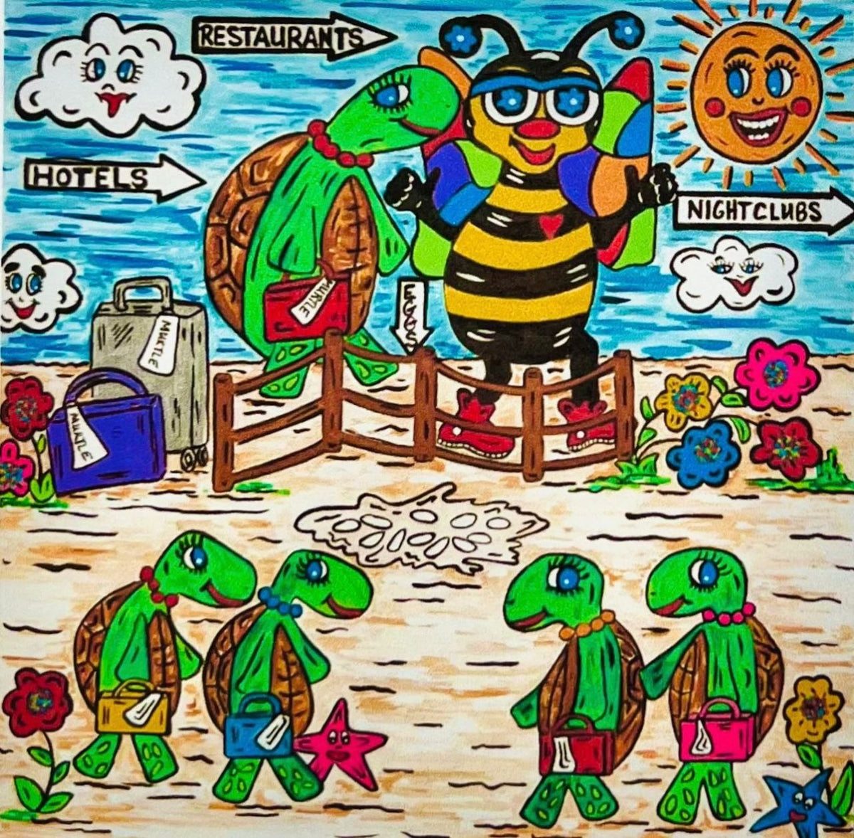 BACHUKI and Murtle the Turtle Fleece Throw Blanket