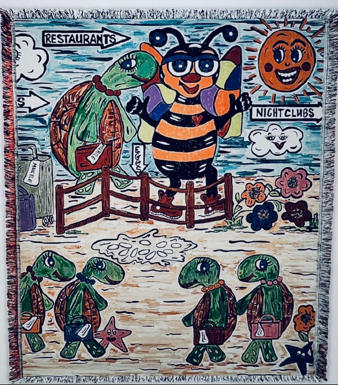 BACHUKI and Murtle the Turtle Woven Throw Blanket