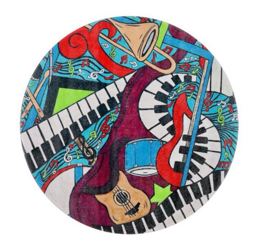 Music Montage Round Glass Cutting Board