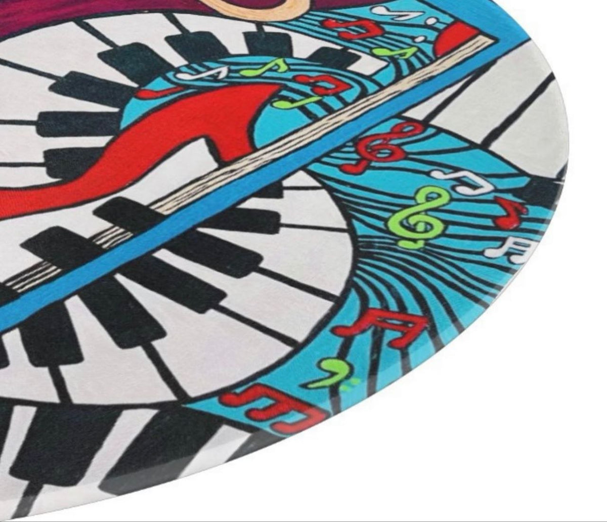 Music Montage Round Glass Cutting Board