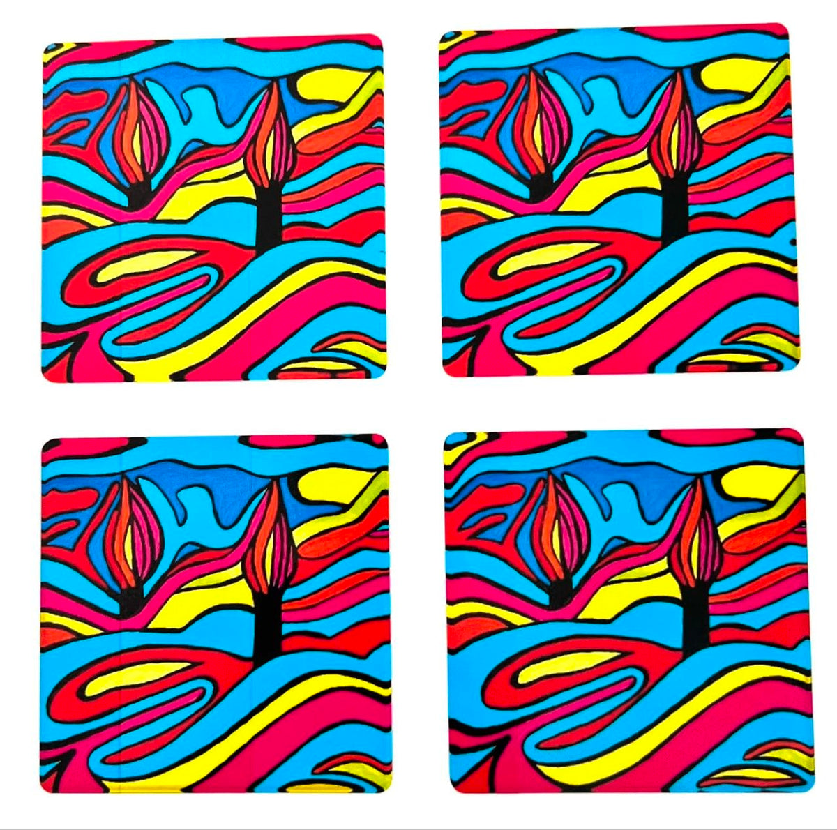 Shabbat Shalom Acrylic Coaster Set
