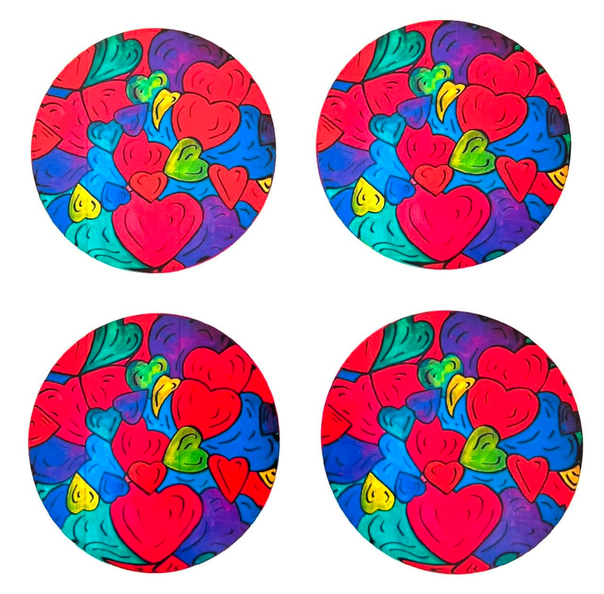 Colliding Hearts Acrylic Coaster Set