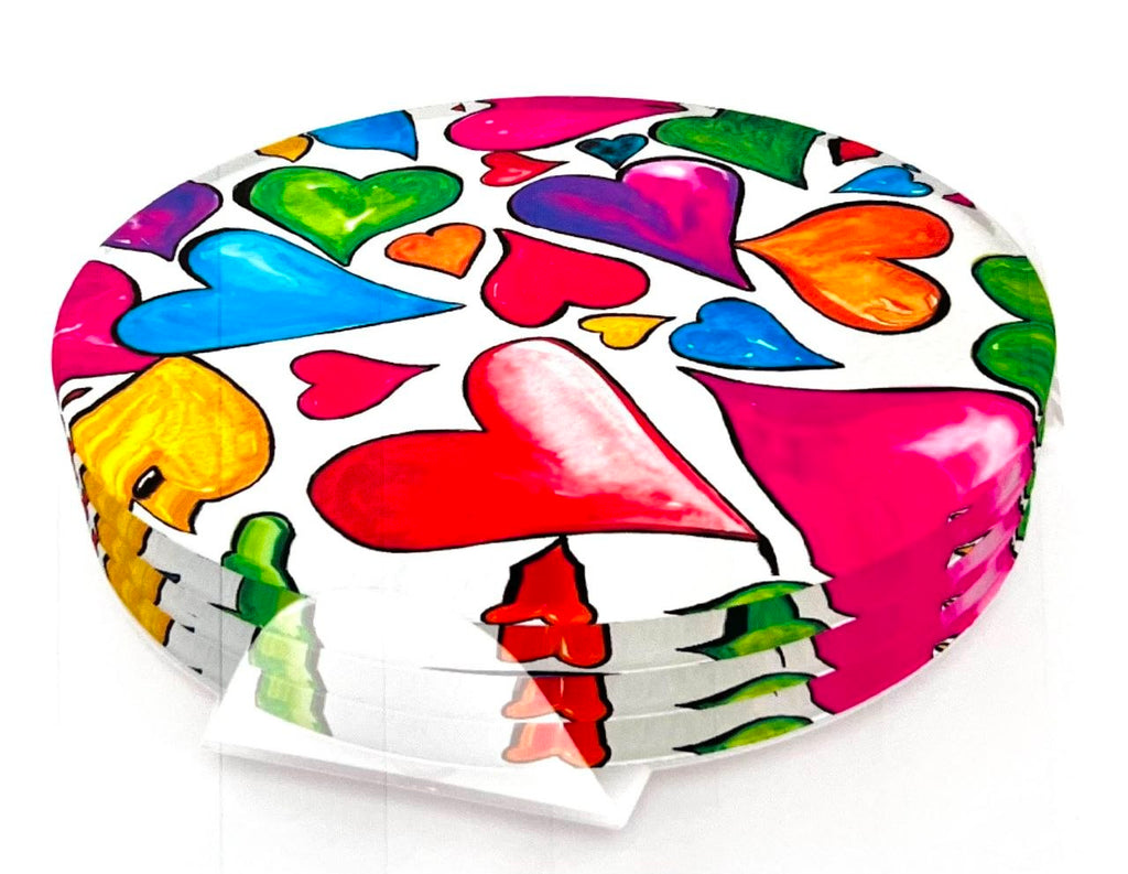 Floating Hearts Acrylic Coaster Set