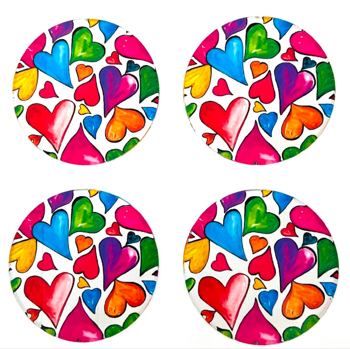 Floating Hearts Acrylic Coaster Set