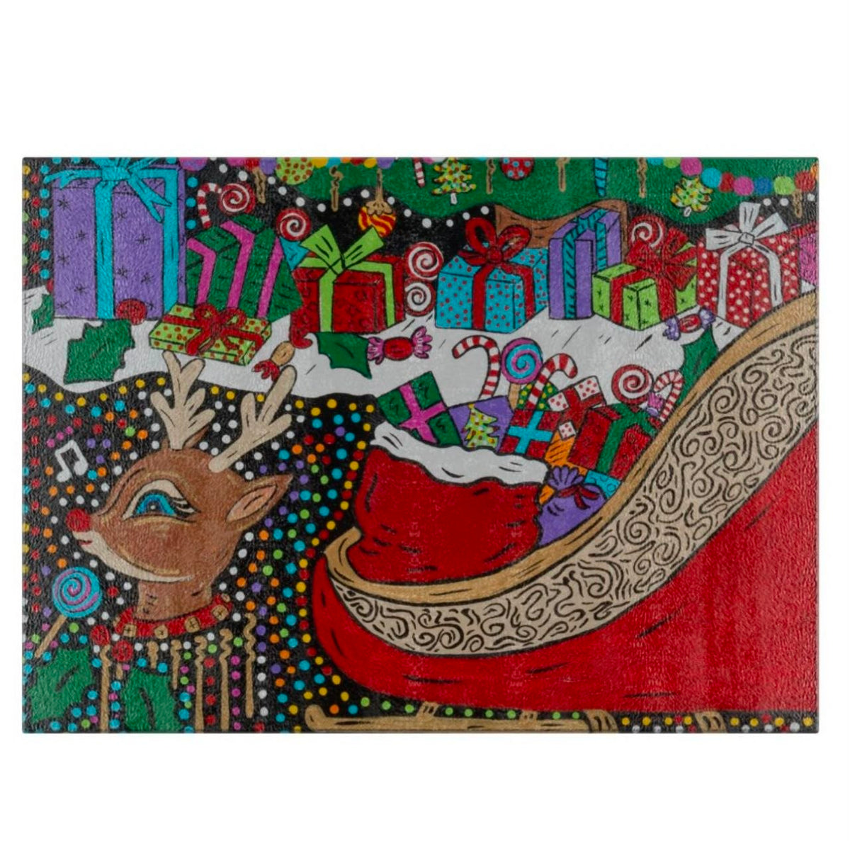 Sleigh of Cheer Glass Cutting Board
