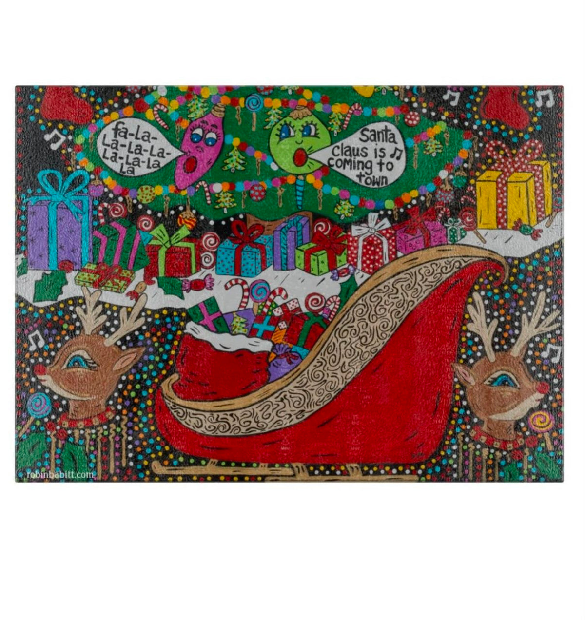 Open Your Presents Deer Glass Cutting Board