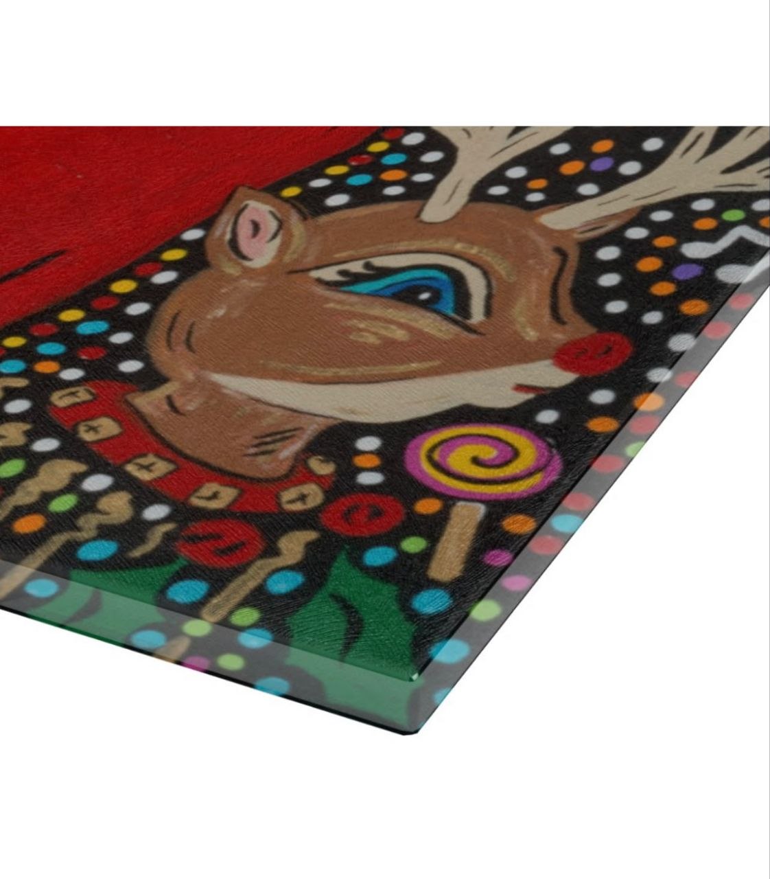Open Your Presents Deer Glass Cutting Board