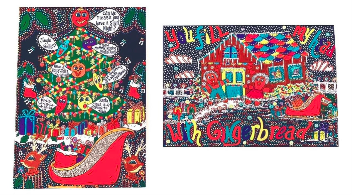 Greeting Card Set (2 Pack) Silent Night & You Fill My Head with Gingerbread
