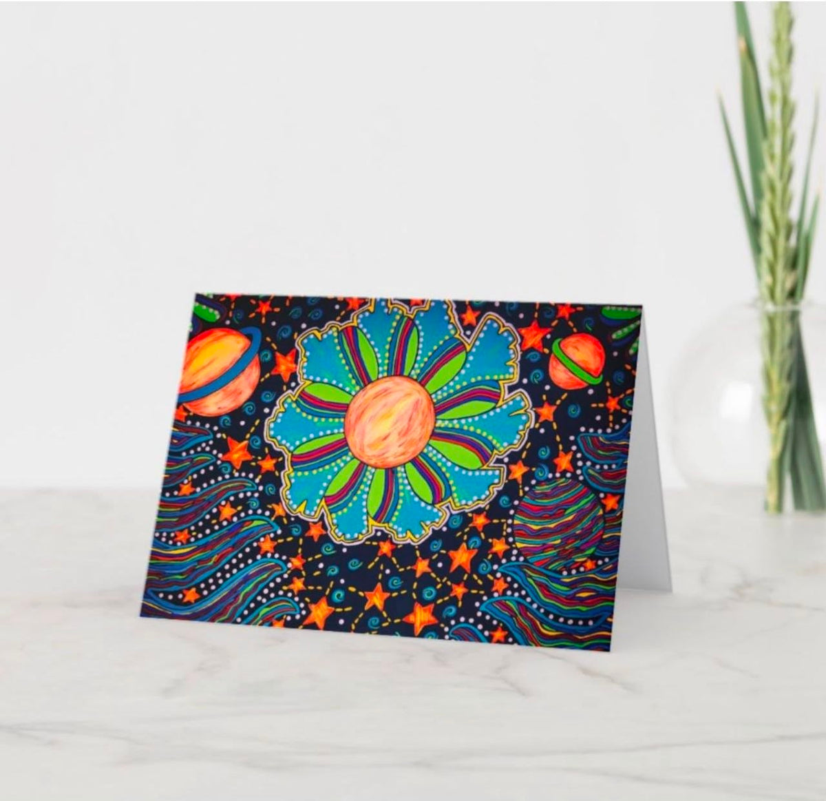 Moon Blooms Greeting Card